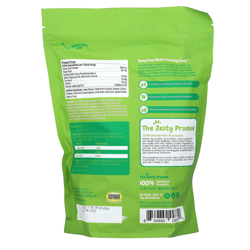 Zesty Paws, Hemp Elements, OraStix, пробиотик, для собак любого возраста, перечная мята, 709 г (25 унций)