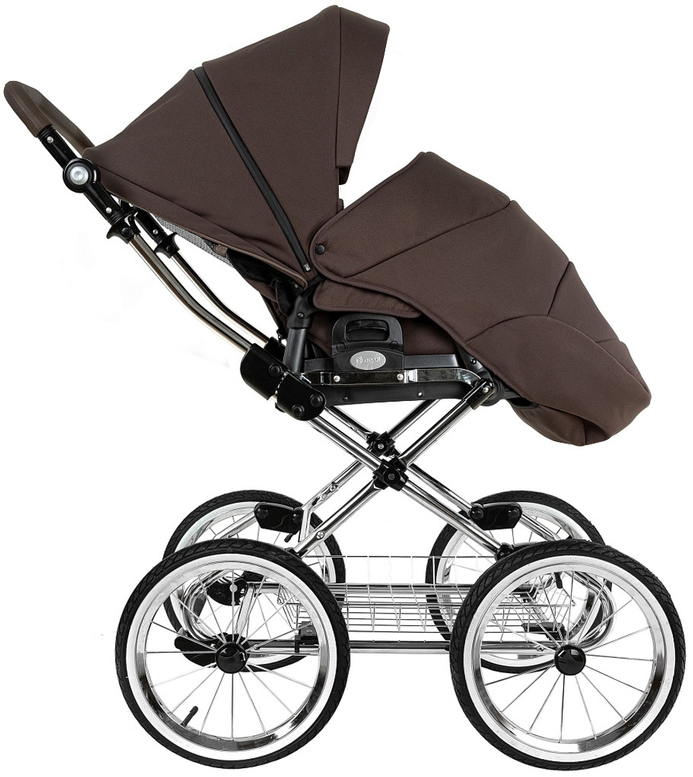 Детская коляска Roan Bass Next Classic d14 2.0 3 в 1 с автокреслом Pituso Santiso Pro Black BSNC/93/2 Turkish Coffe/Black/руч.Cappuccino