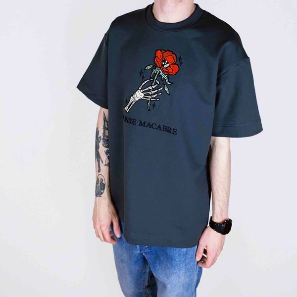 Футболка Flower skull boy Серая - фото 2