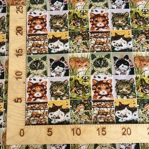 КУПОН КОШКИ В ПЛАТОЧКАХ , мини 100% хлопок 12 рядов 5