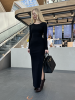 Платье макси из кашкорсе с разрезом