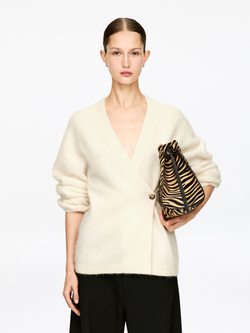 ARKET КАРДИГАН ИЗ СМЕСИ АЛЬПАКИ И ШЕРСТИ, ЭКРЮ