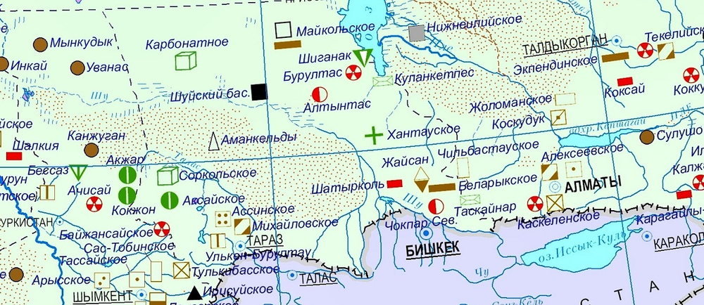 КАРТА Полезные Ископаемые Республики Казахстан ( бэклит 150 см на 200 см )2023 год