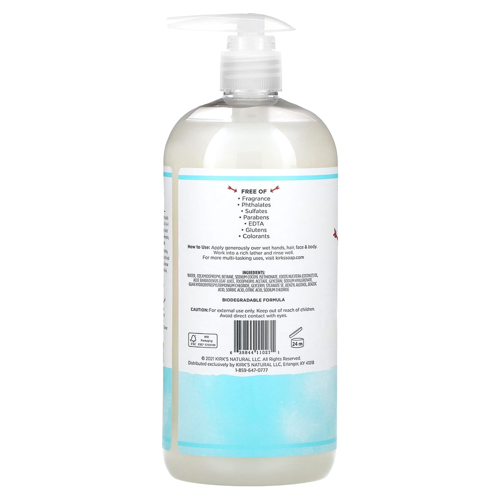 Kirk's, Head To Toe, питательное очищающее средство, 3 в 1, без отдушки, 946 мл (32 жидк. унции)