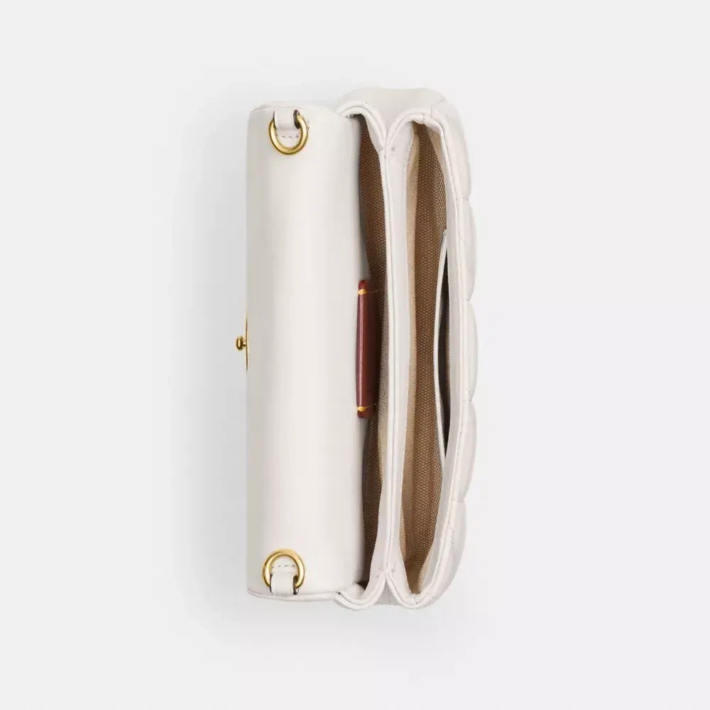 COACH СУМКА ЧЕРЕЗ ПЛЕЧО TABBY 19 С ЦЕПОЧКОЙ И СТЕЖКОЙ, БЕЛЫЙ