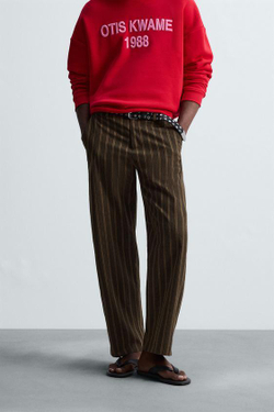 ZARA БРЮКИ BALLOON FIT В ПОЛОСКУ © OTIS KWAME KYE QUAICOE, ЧЕРЕПИЧНЫЙ