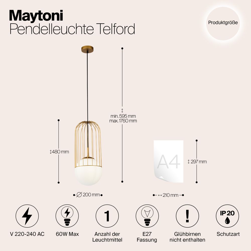 Подвесной светильник Maytoni P363PL-01G