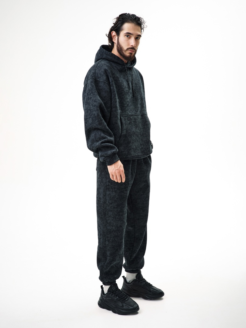 Штаны THE BAD FRIENDS Basic fit WRM черный Ш4 начес flecee винтаж