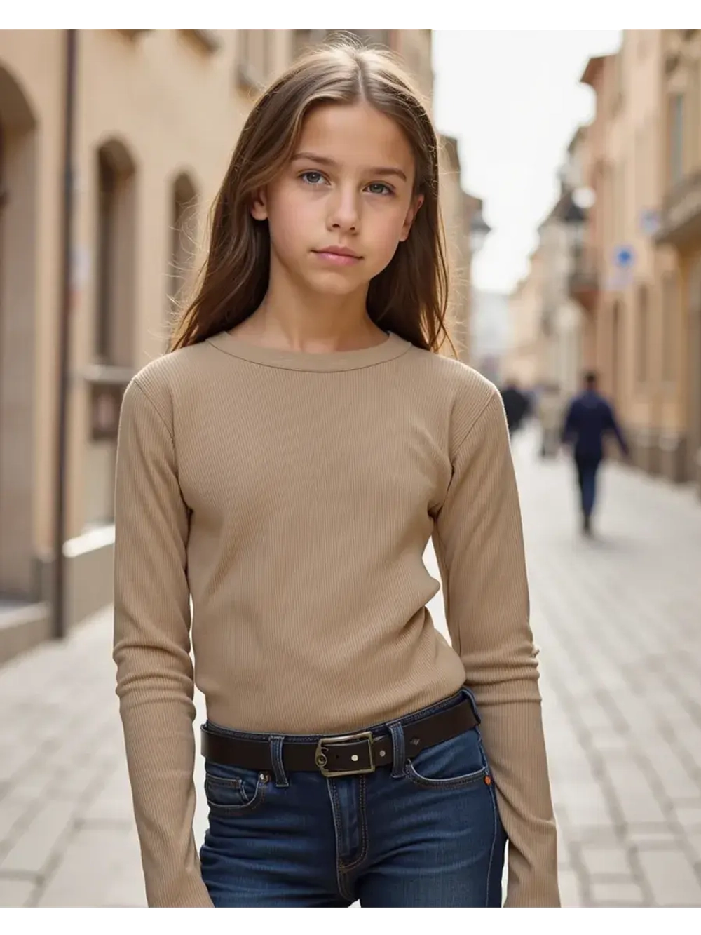 Лонгслив детский в рубчик в школу