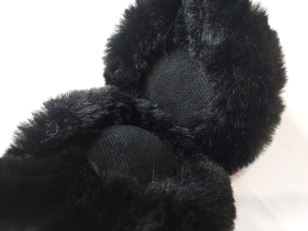 Меховые теплые уютные черные наушники, демисезон/зима, мультиколор