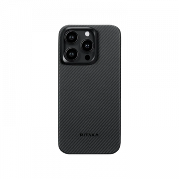 Чехол Pitaka MagEZ Case 4 для iPhone 15 Pro (6.1"), черно-серый узкое плетение, кевлар (арамид)