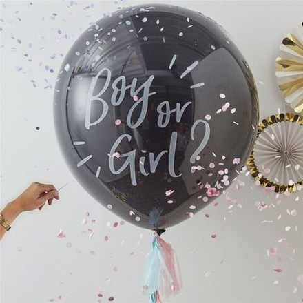 Большой шар "Boy or Girl?" на Baby Shower 90см + тассел