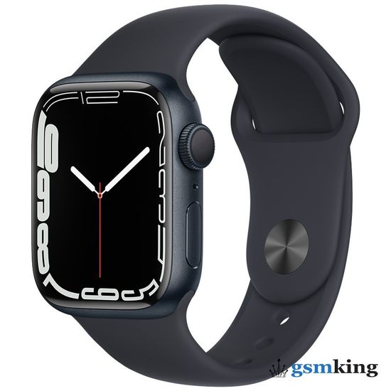 Apple Watch Series 7 GPS 41mm Midnight Aluminum Case with Sport Band Midnight MKMX3LL/A