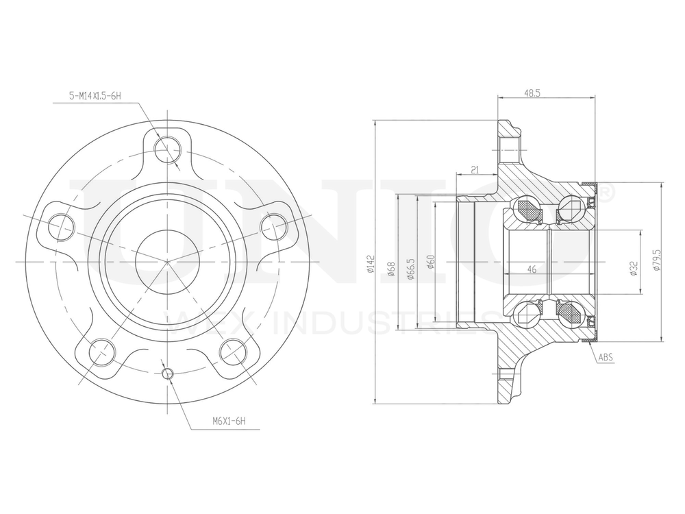 Ступица задняя (с ABS) UNIO HUB-20263