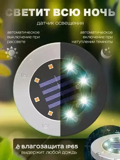 Набор садовых светильников на солнечной батарее уличные на газон 4шт