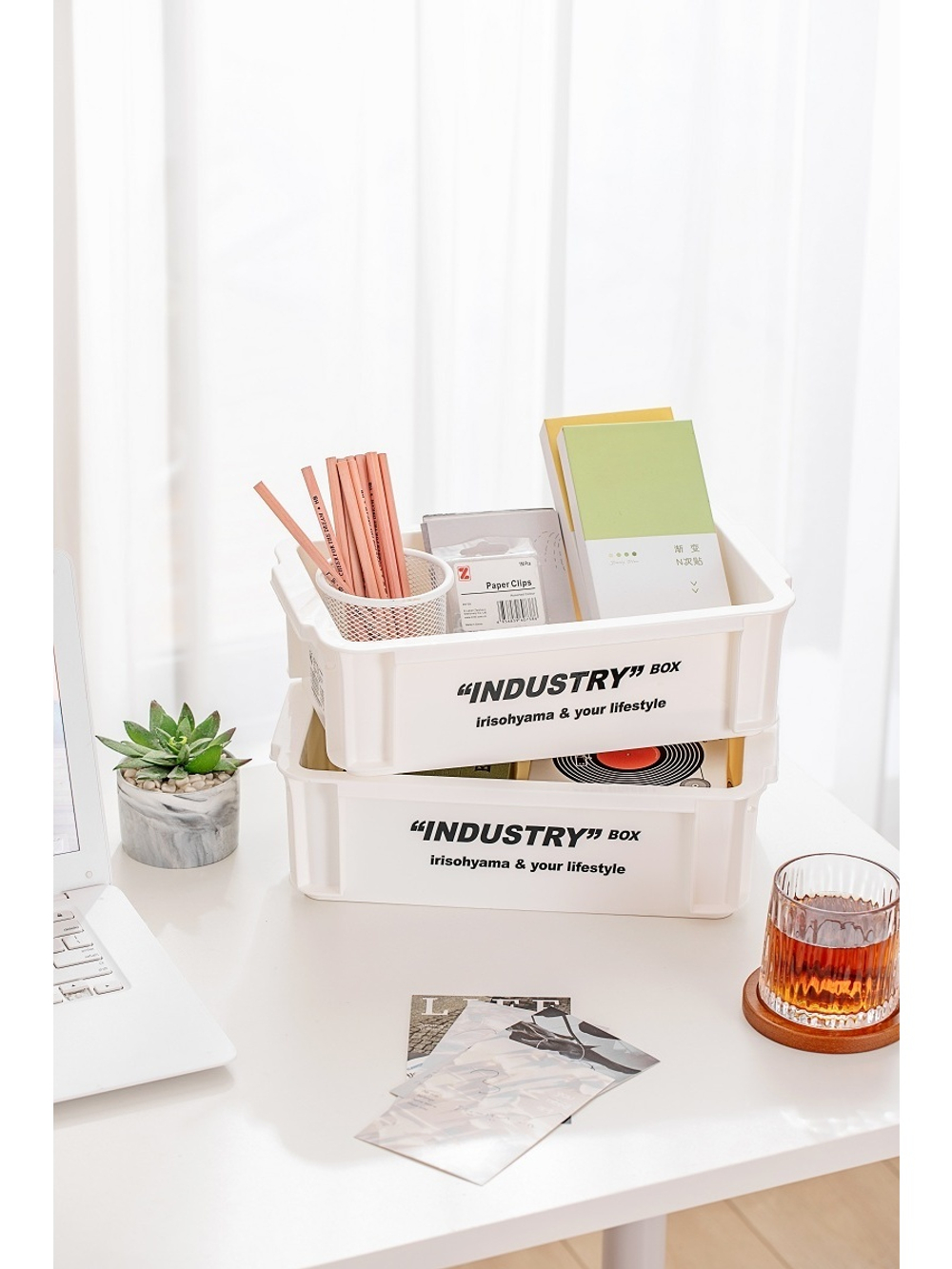 Контейнер IRIS для хранения, с крышкой, 20,5х34,5х11 см, белый