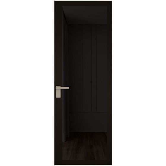 Алюминиевая дверь 2AGК кромка никель матовый стекло планибель графит прокрас чёрный