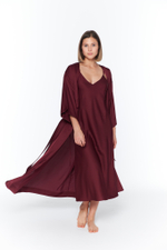 Шелковый халат-кимоно бордо