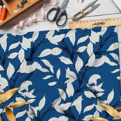 Ткань бифлекс белые листья изящные