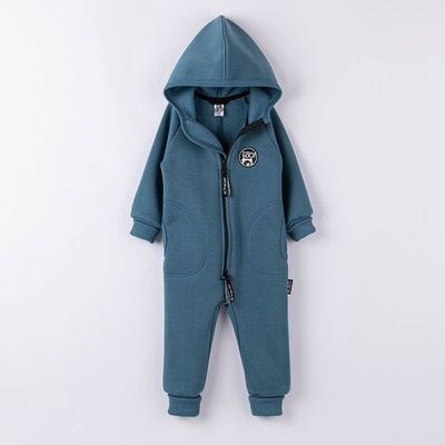 Warm hooded jumpsuit with pockets - Navy Blue