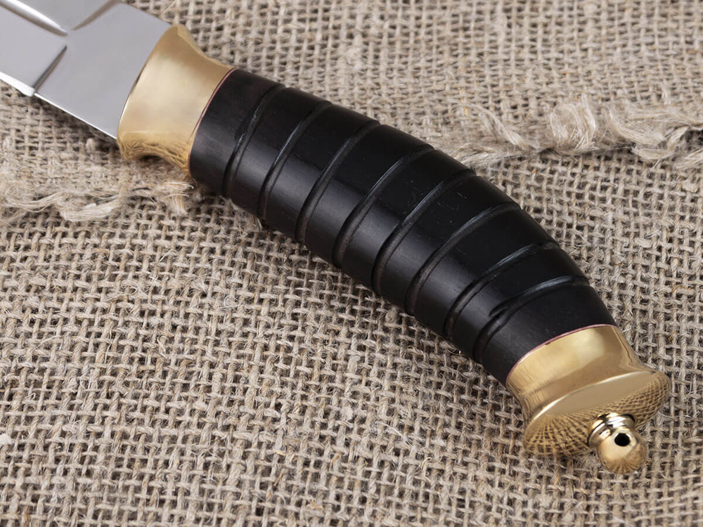 Нож «Пластунский», сталь Х12МФ, резная рукоять из черного мореного граба