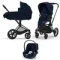 Детская коляска Cybex Priam IV 3 в 1 Rebellious Luxury Denim Blue шасси Matt Black