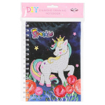 Блокнот детский Basir, формат А5, серия "Единороги" с алмазной мозаикой, 21*14.5 см, 80 листов, 4 цвета ассорти