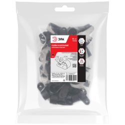 Скоба кабельная нейлоновая под винт ЭРА NO-225-271 12 мм чёрная 50 шт | Скобы пластиковые