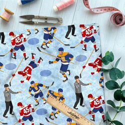 Ткань атлас хоккеисты на льду