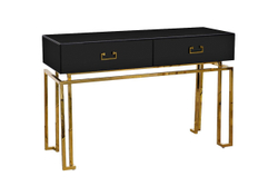 Консоль с ящиками 77x42x120см Garda Decor черное стекло/золото