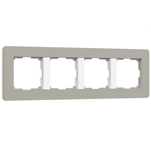 Рамка из поликарбоната на 4 поста Split дымчатый/белый, soft-touch W0043067