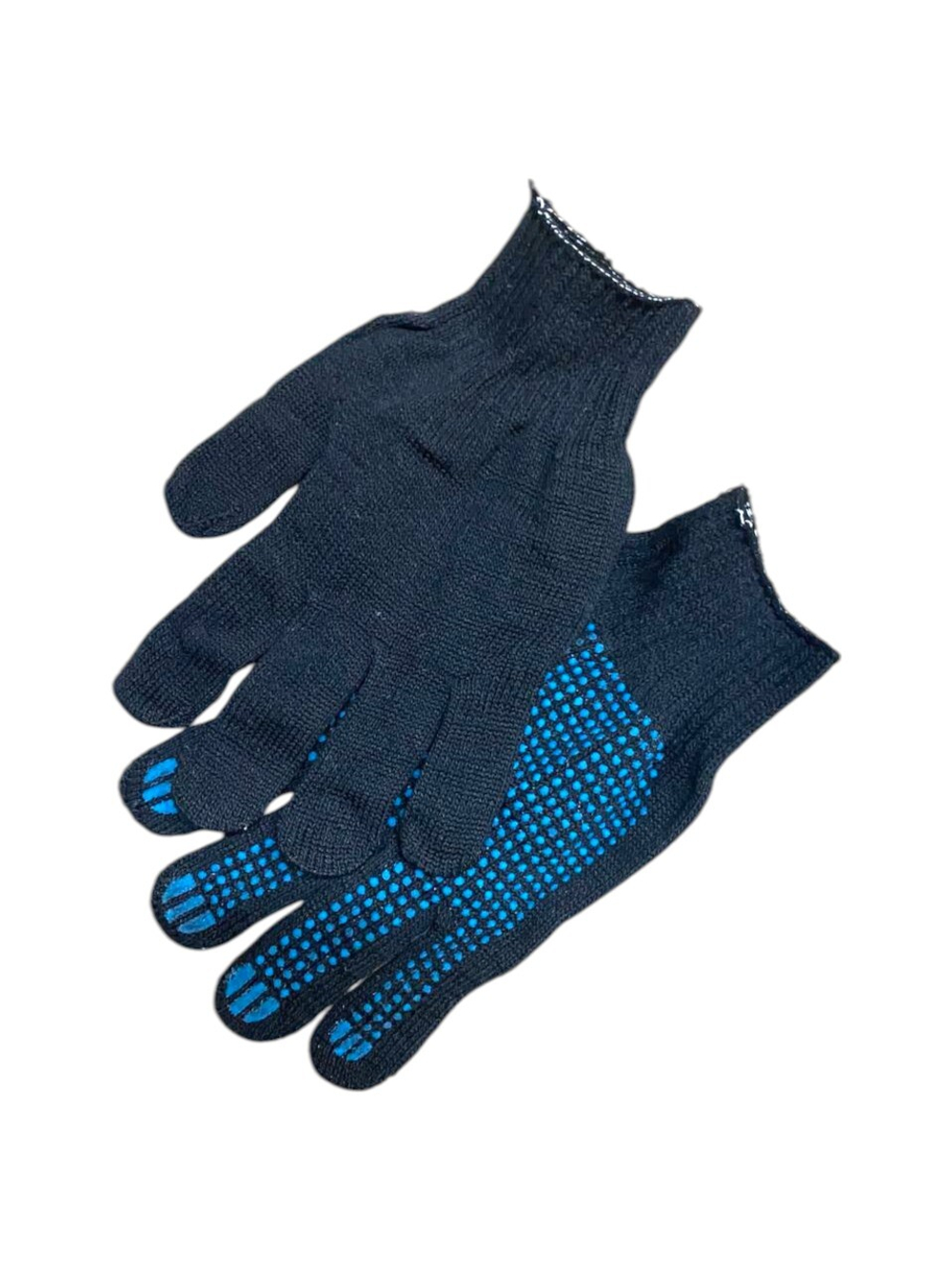 Перчатки х/б с ПВХ 6 нитей, 10 класс, точка, черные