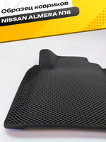 Коврики EVA для Nissan Almera 2 поколение, N16 (02.2000 - 01.2006) - Комплект в салон - 3D С бортиками - Черный - Черный кант