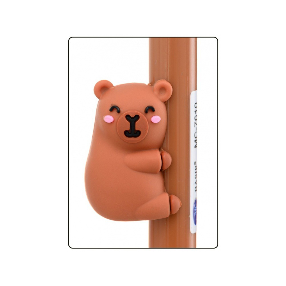 Ручка шариковая, автоматическая, Basir, синие чернила, серия "Капибара", с фигуркой на корпусе, 36 шт