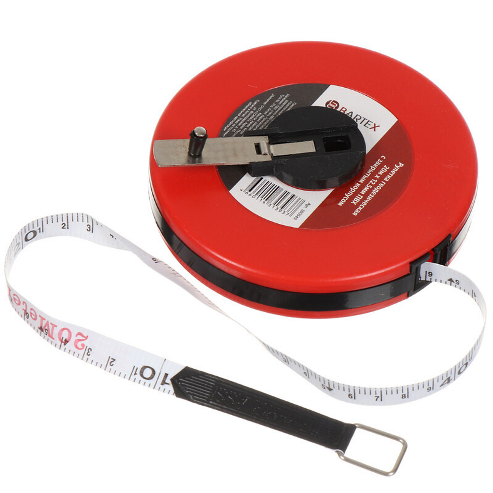 Рулетка геодезическая, 20 м, лента ПВХ, 12.5 мм, Bartex, шт