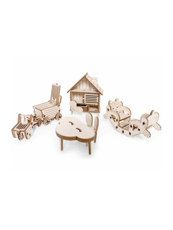 Деревянный конструктор Lemmo МОДЕЛЬ "НАБОР МЕБЕЛИ ДЕТСКАЯ", 155 деталей