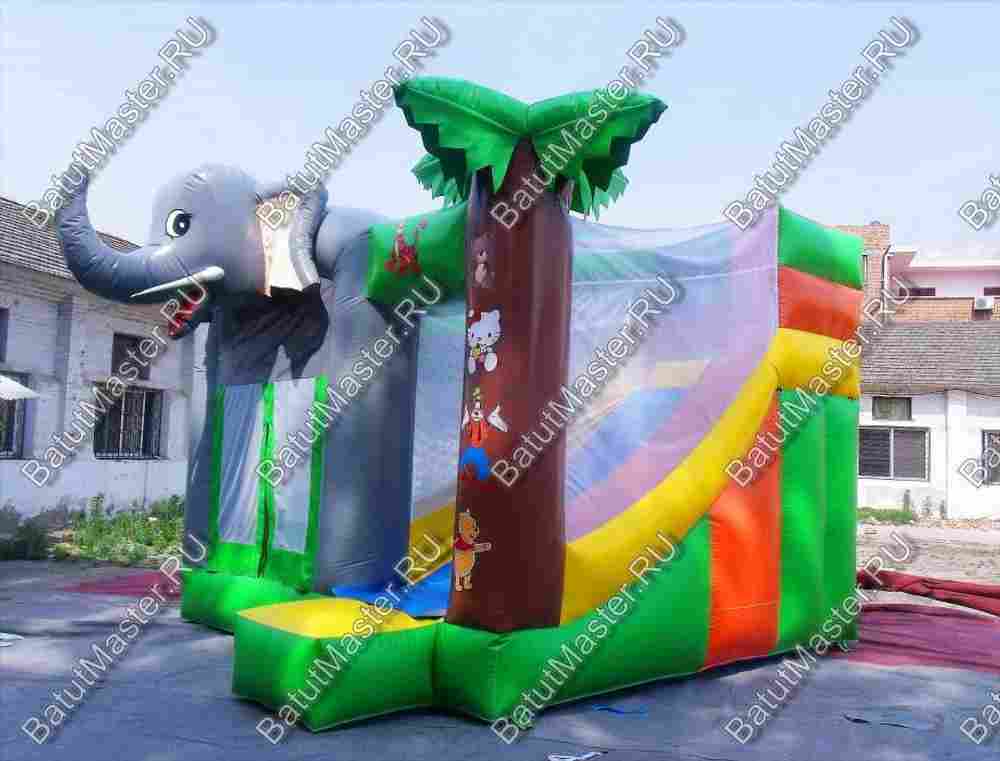 Коммерческий надувной батут "Слоник" с крышей