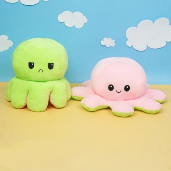 Мягкая игрушка-перевертыш "Осьминожек" розовый-салатовый, 50см