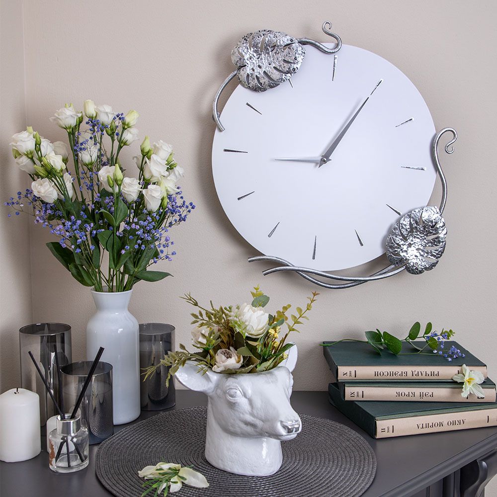 Часы настенные Monstera Deliciosa (Монстера) Айс