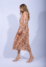 Женское летнее платье миди с бантом и цветочным узором