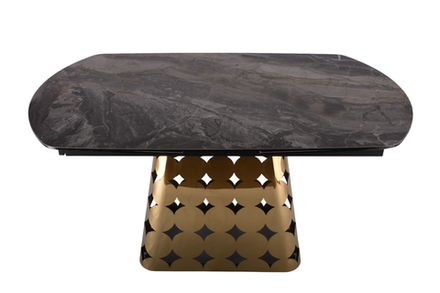 Стол обеденный Ist Casa раскладной Луксор, 150(+45+45)х90х76 см, серая керамика, золото