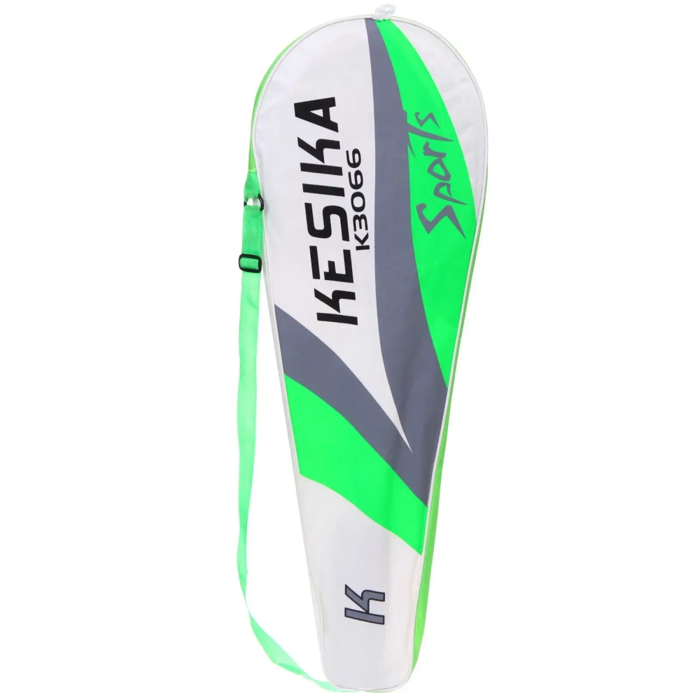 Бадминтон в наборе K-3066, 3 предмета: 2 металлические ракетки 65 см, чехол (цвет: зелёный)