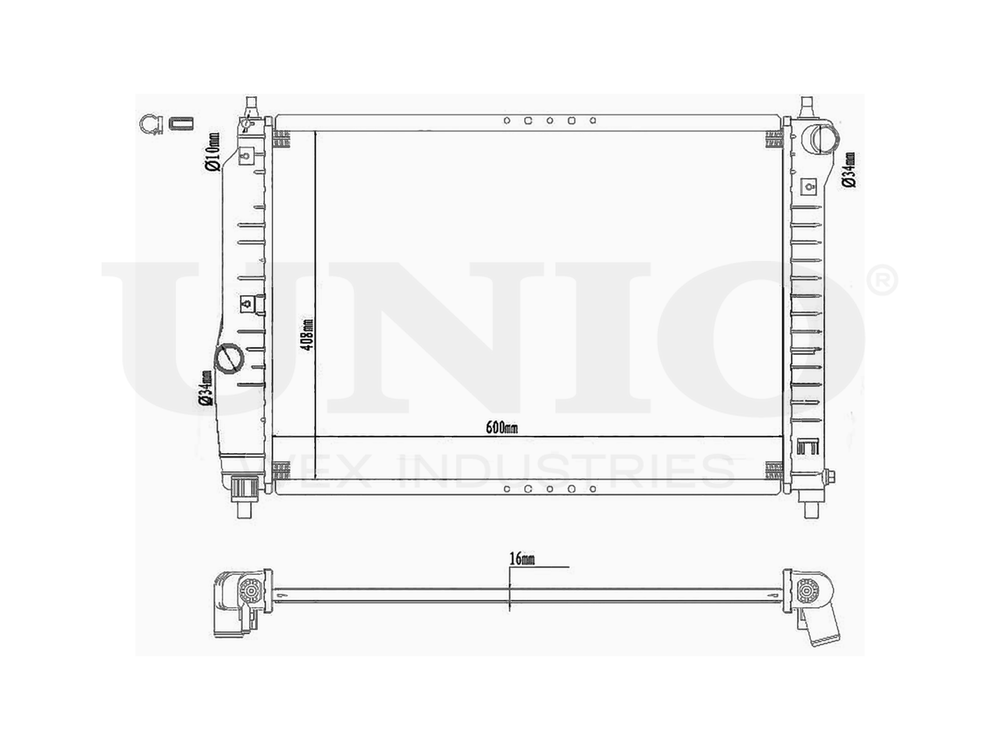Радиатор охлаждения двигателя UNIO RAD-10009