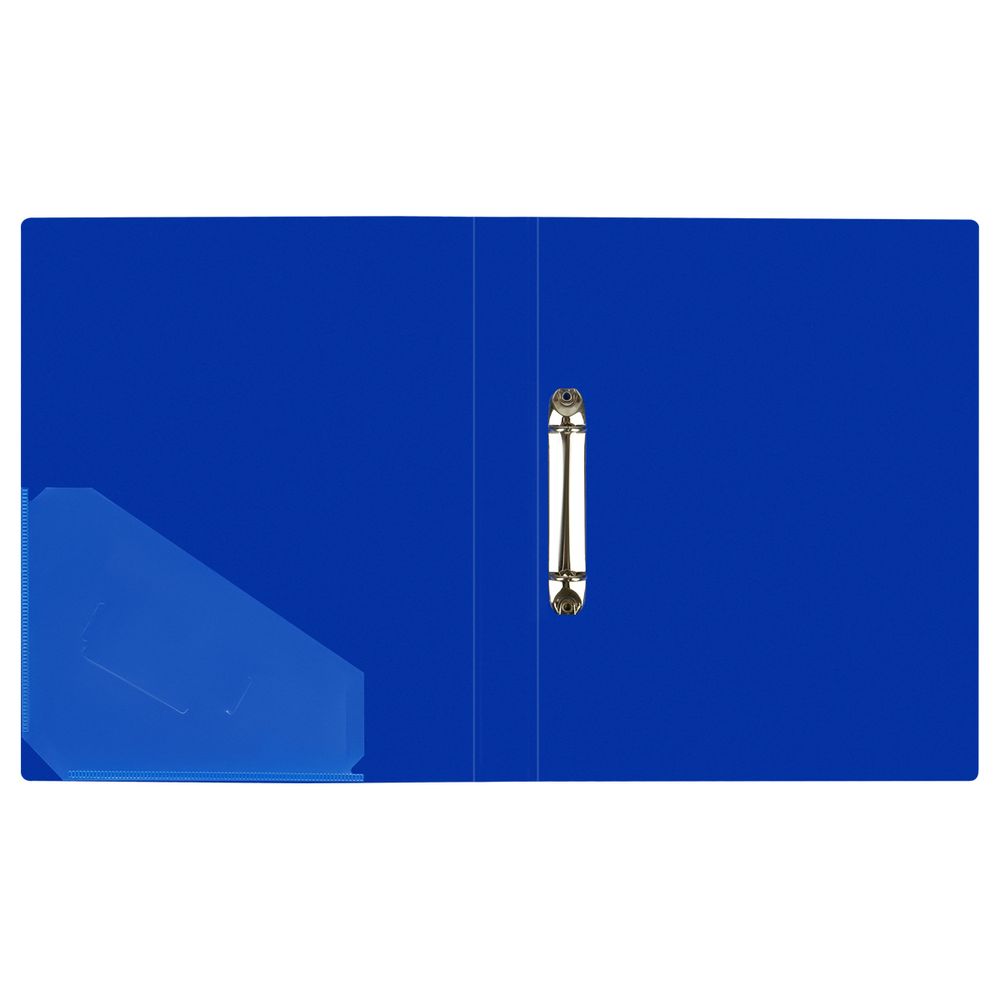 Папка на 2-х кольцах, 40мм, Стамм Стандарт, 700мкм, внутренний карман, корешок с карманом, синяя