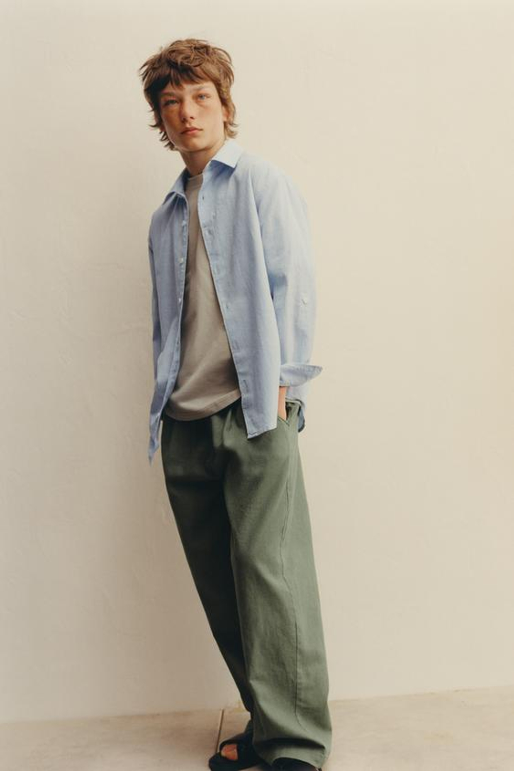 ZARA ПРЯМЫЕ БРЮКИ ИЗ ХЛОПКА И ЛЬНА,