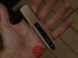 Нож Microtech Ultratech Helhound H/E - коричневая рукоять, черный клинок RK-369