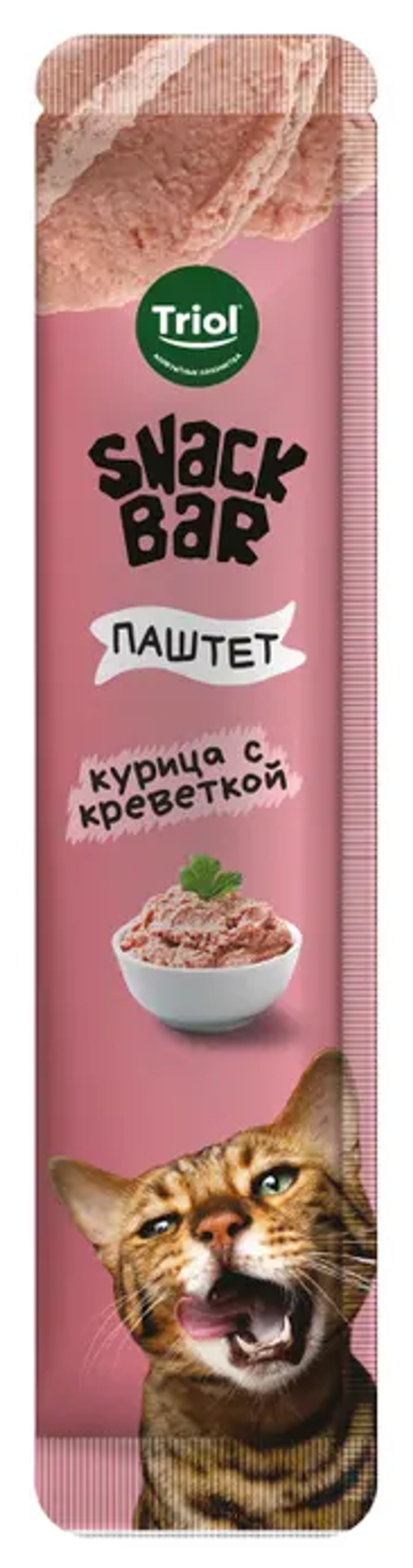 Triol, Лакомства для кошек, Паштет из курицы с креветками, 40 гр.