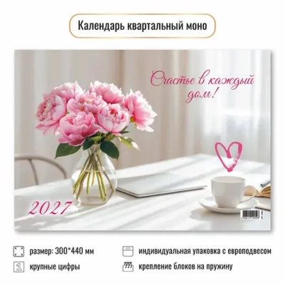 Календарь моно 2027 цветы