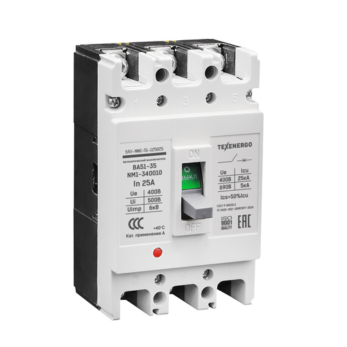 Автоматический выключатель ВА51-35 NM1-340010 25А 25кА Texenergo