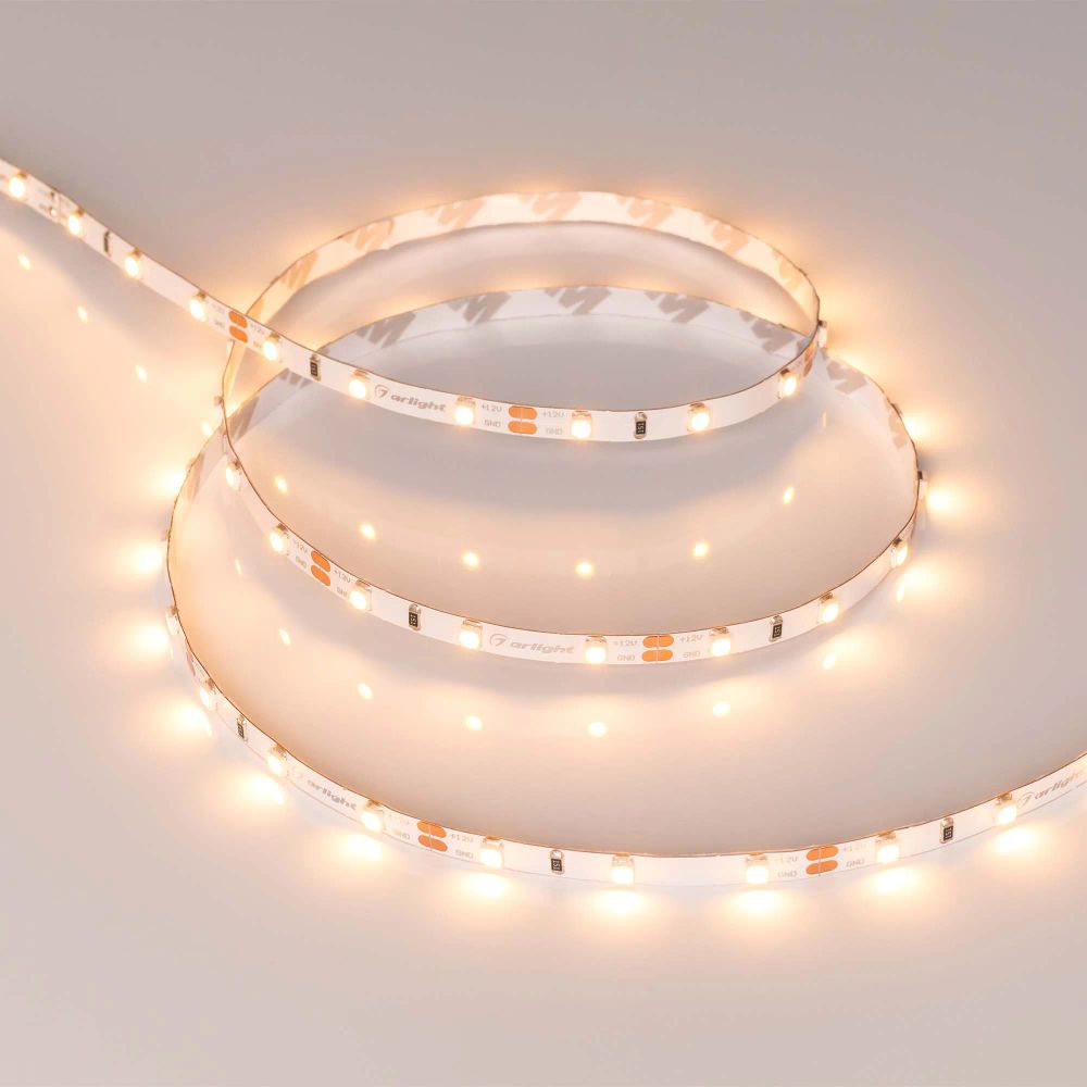 Светодиодная лента RT-A60-5mm 12V Warm2400 (4.8 W/m, IP20, 2835, 5m) (Arlight, узкая) 028616(2)